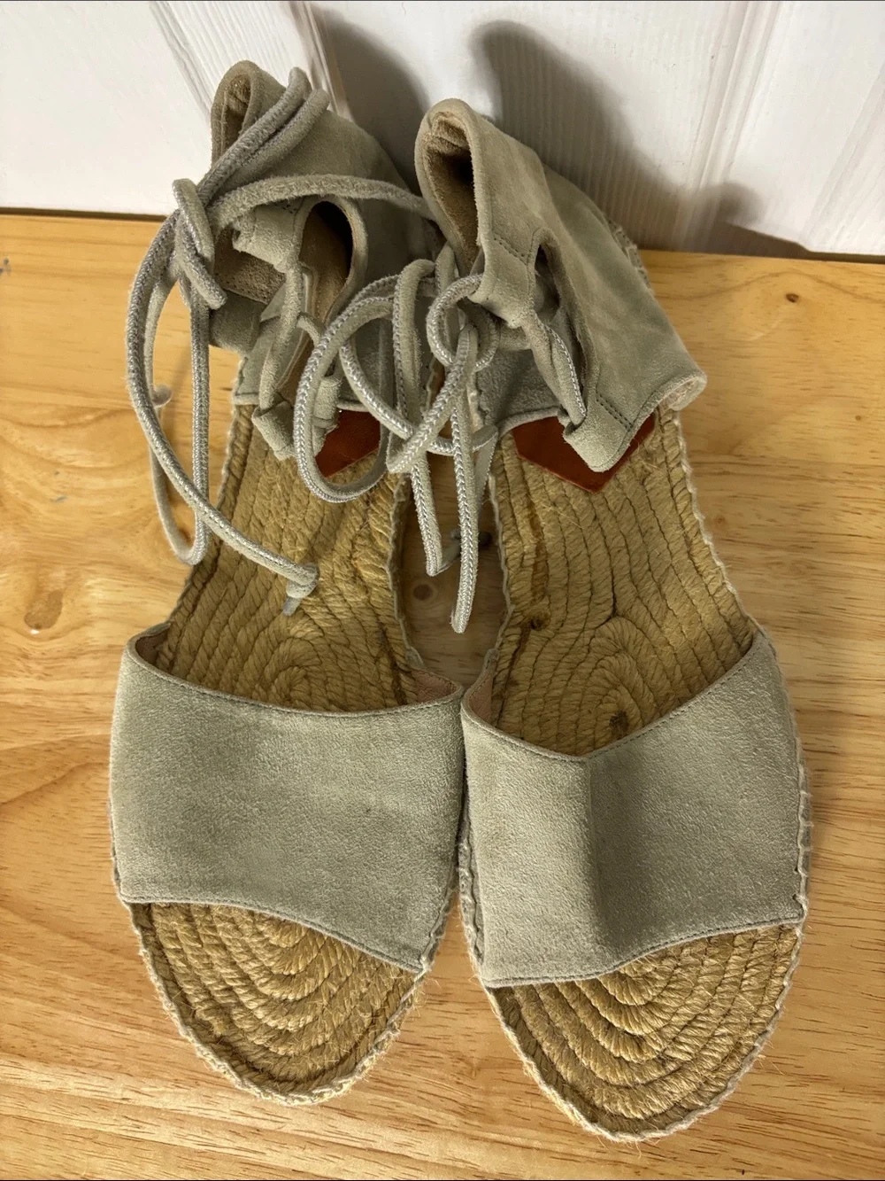 Diane Von Furstenberg Dakota Suede Gladiator Espadrille Taupe Sandals Size 9